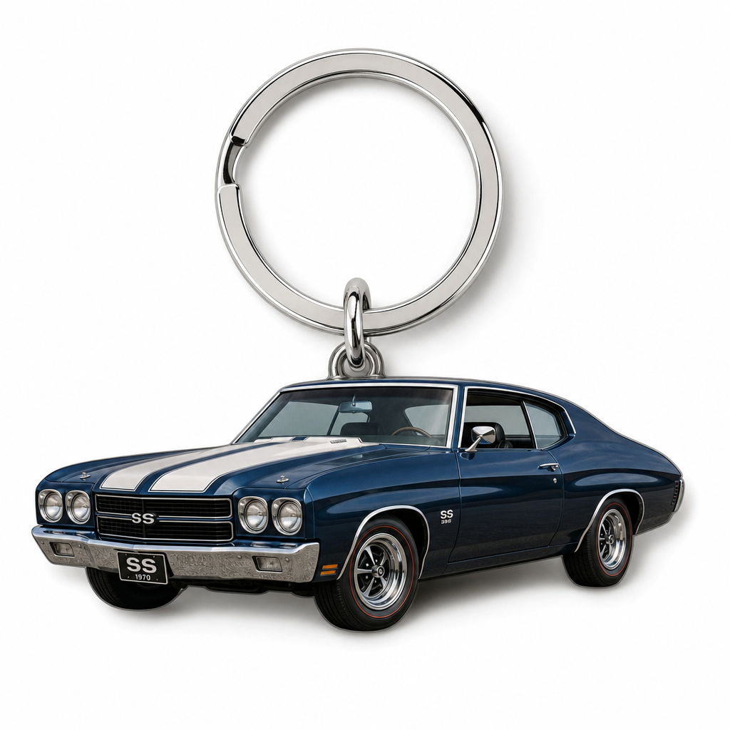 Custom muscle car keychain featured image showing a personalised acrylic muscle car keychain with clean sharp edges and no visible border